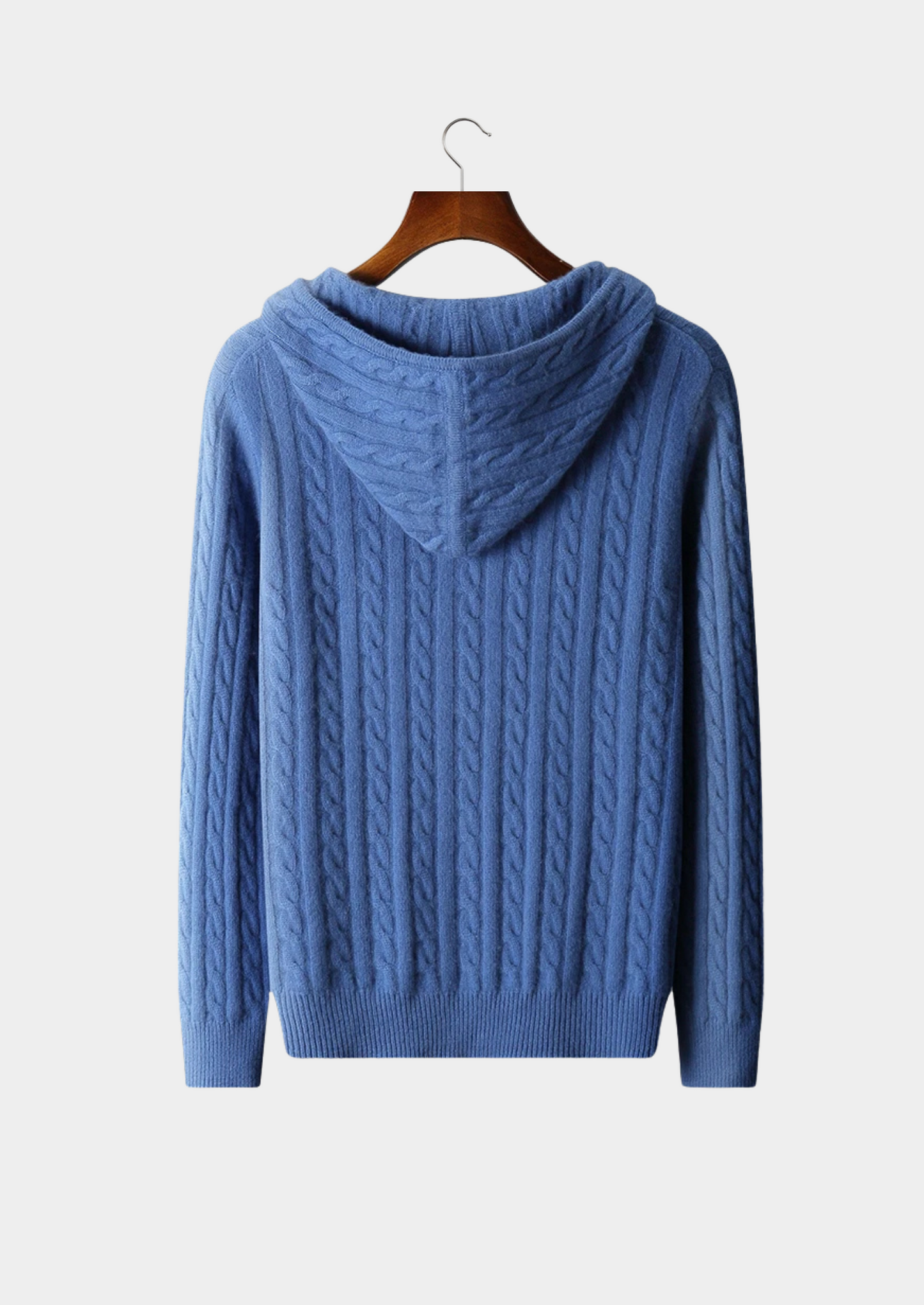 CASHMERE CABLE KNIT ZIPPER HOODIE