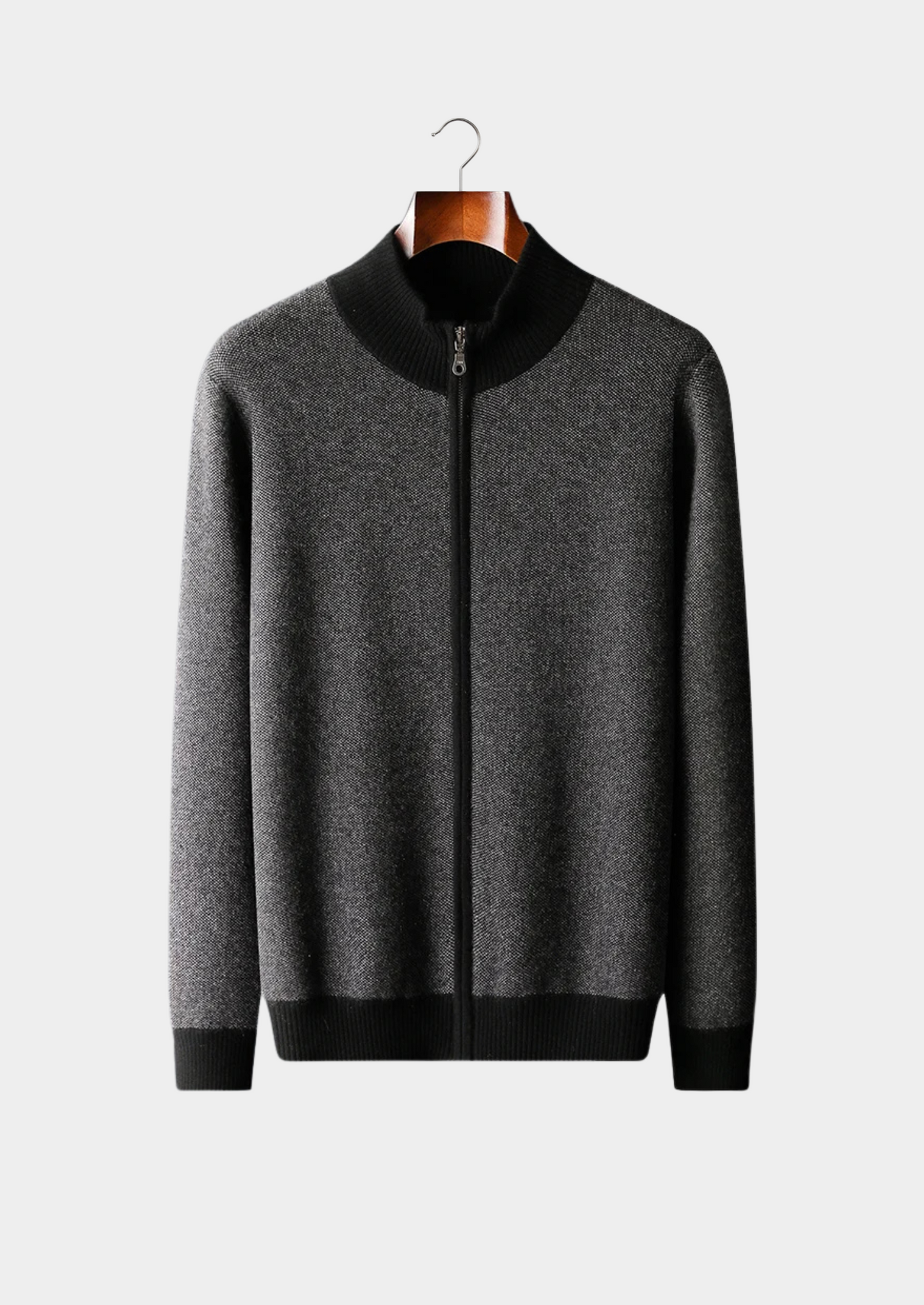 CASHMERE JACQUARD ZIP CARDIGAN