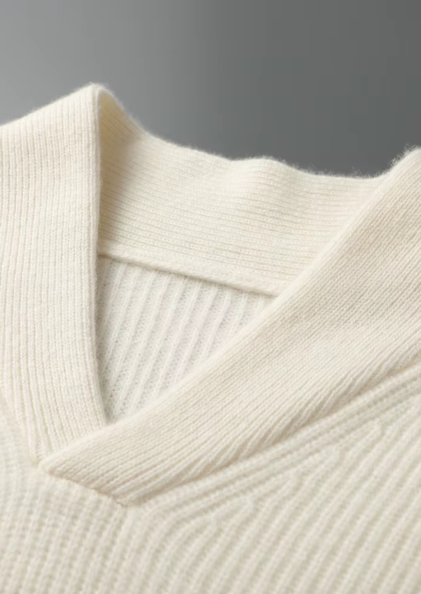 CASHMERE RIBBED V-NECK SWEATER