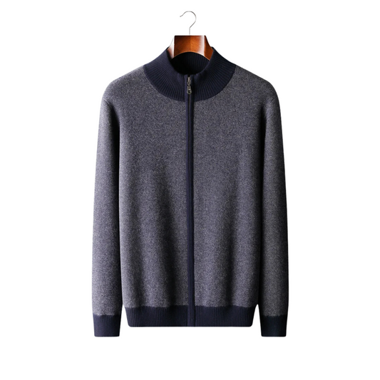 CASHMERE JACQUARD ZIP CARDIGAN