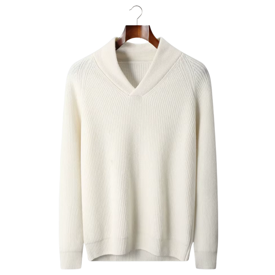 CASHMERE RIBBED V-NECK SWEATER