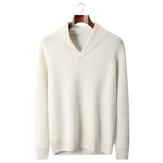 CASHMERE RIBBED V-NECK SWEATER